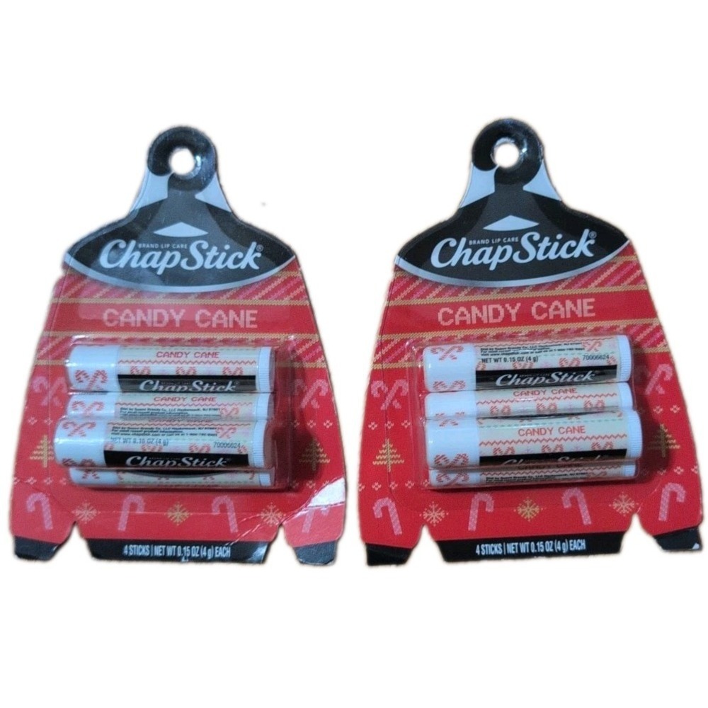 Chapstick Limited Edition Candy Cane Flavor Lip Balm 2 Packs Of 4 pack